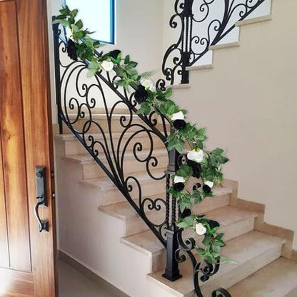 GREENTIME 2Pack 6.5FT Black White Artificial Flower Garland Fake Rose Vines - color: Black White