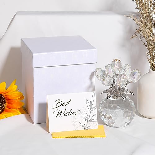 Movdyka Crystal Rose Glass Flowers with Vase Figurine Clear Home Decor - color: Clear-crystal Rose