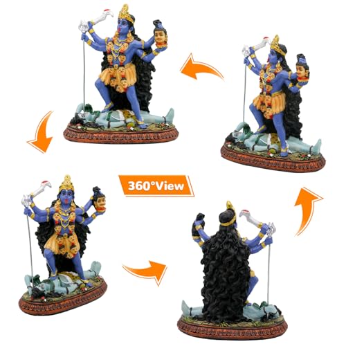 BangBangDa Hindu God Kali Maa Statue - 5.1”H Polystone Hindu Goddess Lord Kali Idol for Home Temple Mandir Altar Murit Pooja Item Birthday Diwali Gift for Indian Family Friend People