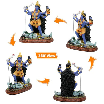 BangBangDa Hindu God Kali Maa Statue - 5.1”H Polystone Hindu Goddess Lord Kali Idol for Home Temple Mandir Altar Murit Pooja Item Birthday Diwali Gift for Indian Family Friend People