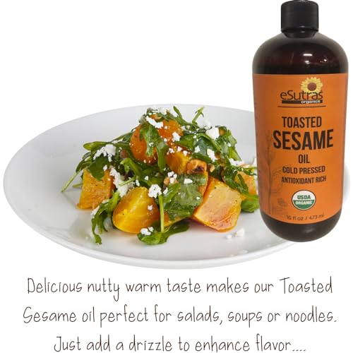 Toasted Sesame Oil Organic 16 Oz Artisanal, Great for Stir Fry, Curries Noodles, or As A Marinade