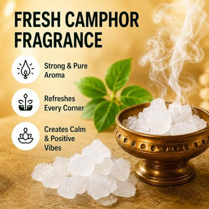 Bhimseni Camphor, Kapoor Crystals for Pooja & Aarti, 50g (1.7 oz) - size: 50GM