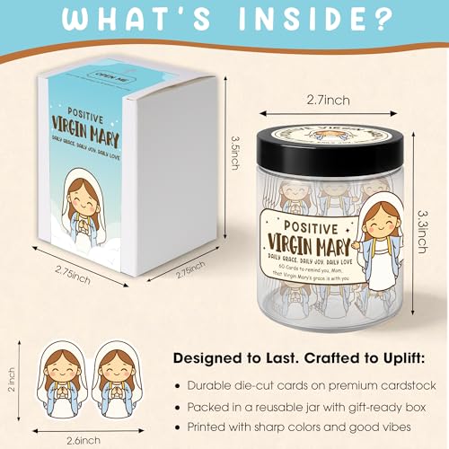 Positive Virgin Mary Jar, Mothers Day Gift For Mom, Christian Gifts For Women, Daily Encouragement Scripture Cards, Cute Faith-Based For Mom Daughter - style: Positive Virgin Mary