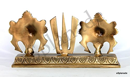 eSplanade Brass Shankh Chakra Namah Showpiece | Shankha Chakra Tilak | Shankha Gada Padma | Padmanabha Swami | Vishnu | Home Decor (8.75 Inches)