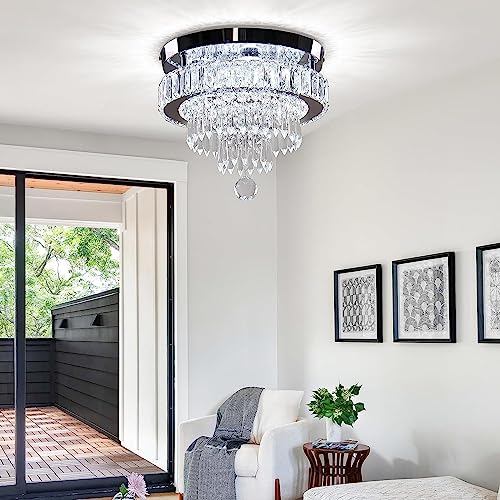 11.8" Crystal Ceiling Light, Flush Mount, Cool White - color: 11.8“-Cool White