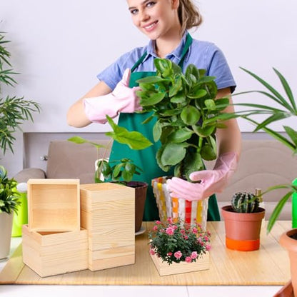 10 Pack 6 x 6 Inches Unfinished Wooden Boxes, Small Unfinished Square Wood Box Bulk, Small Wooden Box for DIY, Jewelry Storage, Home Decor, Succulent Plant Pot - size: 10 Pack 6 x 6 Inches