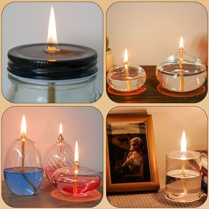 10 Pieces Glass Tube Holder Wick Replacement Cotton Torch Wicks with Glass Tube Holder and Oiling Funnel for Small Oil Lamp Alcohol or DIY Oil Lamps Burner - color: 10 Pieces
