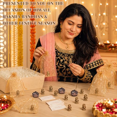 AceOrbit 30 Pack Diwali Party Favors Set, Lotus Incense Ganesha, Elegant - style: Elegant