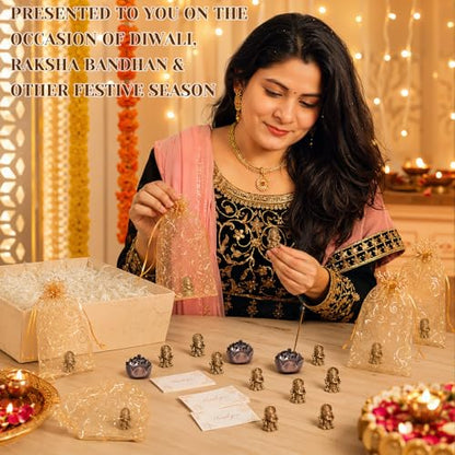 AceOrbit 30 Pack Diwali Party Favors Set, Lotus Incense Ganesha, Elegant - style: Elegant