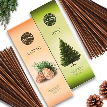 Cedar & Pine - Combo Pack of Incense Sticks - 100 Insence-Sticks of Each Scent - Total 200 Inscents - Natural Insense Made with Non Toxic Ingredients and Essential Oils - color: Cedar & Pine
