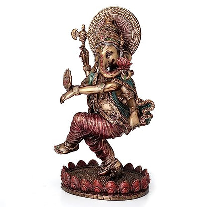 Veronese Design 8 1/4 Inches Dancing Ganesha Hindu God Idol Cold Cast Resin Statue Bronze Finish