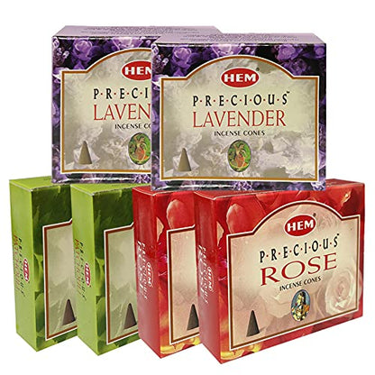 Lavender Patchouli Rose Incense Cones & Holder Bundle Variety Pack from Hem Trumiri Insense Insence - color: Lavender & Patchouli & Rose
