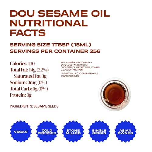 Dou by Uncle Chen Sesame Oil - Flavorful and Roasted Aromatic Oil for Cooking, Stir-Frying, and Dressing (1 Pack x 128oz) - size: 128 Fl Oz (Pack of 1)