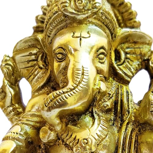Brass Statue Ganesh Ji Ganpati Bappa Murti Gift Lord Ganesha Idols for Puja at Home Mandir Temple