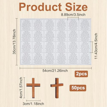 ORIGACH Pocket Prayer Quilt Set 48 Pcs Panel Prayer Quilt Squares with 50 Pcs Small Wooden Cross Mini Scripture Religious Faith Church Gift for Women Mother Family Friends