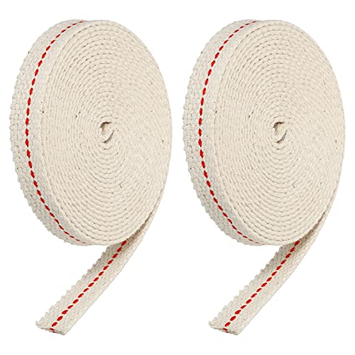 MECCANIXITY Oil Lamp Wick 0.47 Inch Flat Wide 10 Foot Cotton Lanterns Wick with Red Stitch for Kerosene Burner Lighting, 2 Roll - color: Red, size: 0.47 Inch x 10 Ft