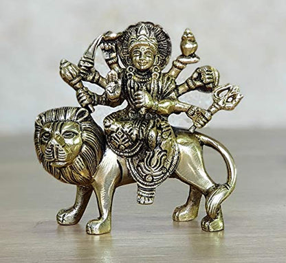 eSplanade Brass Maa Durga/MATA Rani Idol, Statue, moorti, murti for Home Mandir and Home Decor (4.6 Inches)