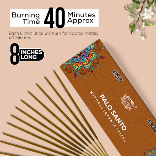 Pure Palo Santo Incense Sticks, 100%-Natural Charcoal Free Organic Non Toxic Clean Burning Handmade Insence Sticks 100 gm Pack, Meditation Gifts – Spritual Cleansing - color: Palo Santo