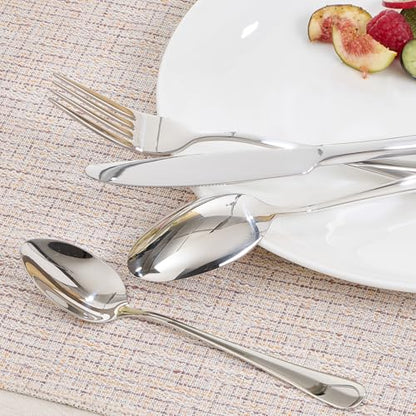 HIKAA 7.9 Inch Dinner Spoons Set of 4, Food Grade Stainless Steel Table Spoons, Mirror Polished Flatware, Smooth Edge, Dishwasher Safe for Home Kitchen Restaurant Party - size: 4-Piece