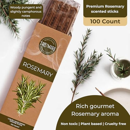 Rosemary Incense Sticks - Pack of 100 Inscents-Sticks Inciensos Aromaticos - Made with Natural Essential Oil - Scented Insence Non Toxic Agarbatti Incents - color: Rosemary