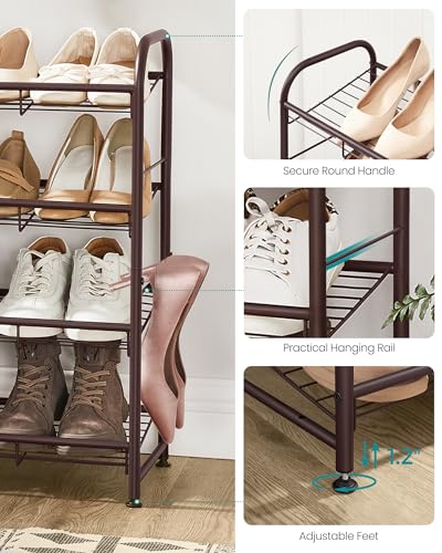 SONGMICS 4-Tier Stackable Metal Shoe Rack, Holds Up to 16 Pairs of Shoes - color: Bronze, size: 4 Tiers (27"W)