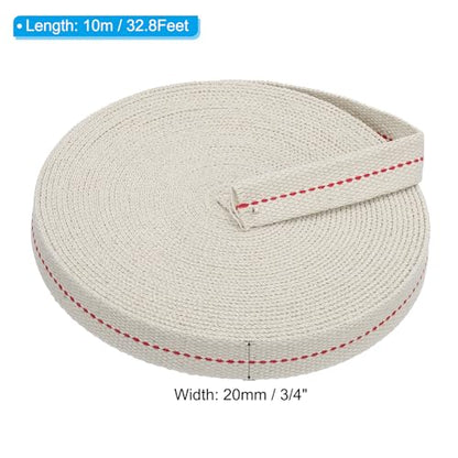 PATIKIL 3/4" Wide 33 Feet 100% Cotton Flat Wick, Oil Lamp Wicks with Red Stitch for Kerosene Lamp Lantern Oil Burner - color: Red, size: 3/4" x 33 Feet