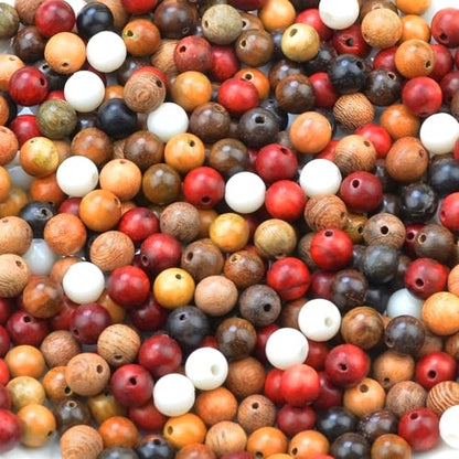 8mm Massive Beads Natural Wooden Rosewood Round Loose Beads Jewelry Making Handmade Craft with Thread 200 PCS(Mixed Wood, 8mm) - color: Mixed Woods, size: 8mm