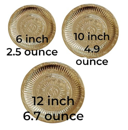 Brass Puja Thali Pooja Plate Om Symbal Gaytri Mantra *Light Weight* (Very Large 12 inch) - size: Very Large 12 inch