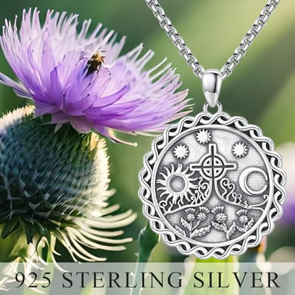 Coexist Necklace 925 Sterling Silver Yin Yang/Star of David Pendant World Religions Harmony Necklace Religion Jewelry Gift for Men - style: Scottish Thistle