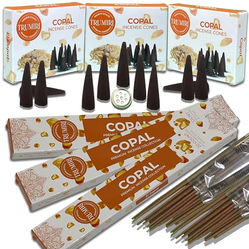 Copal Incense Sticks & Incense Cones Combo Pack - 60 Insence-Sticks + 30 Insence Cones - Inscense - Incense Cones Scented - Insents - color: Copal