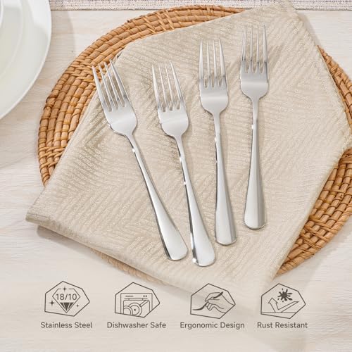 HIKAA 16-Piece Dinner Forks Set, 8-Inch 18/10 Stainless Steel Forks, Mirror Polished Dishwasher Safe Silverware Forks for Home, Restaurant, Party - size: 16-Piece, style: DINNER FORKS