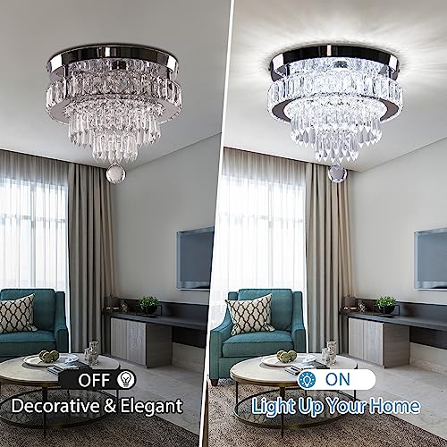 11.8" Crystal Ceiling Light, Flush Mount, Cool White - color: 11.8“-Cool White
