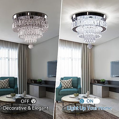11.8" Crystal Ceiling Light, Flush Mount, Cool White - color: 11.8“-Cool White