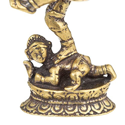 Mini Pocket Buddha Statue - Small Cute Tibetan Nepal Four-armed Tara Buddha Figurine - Copper Bronze Retro Style Handmade for Home Decor - size: E