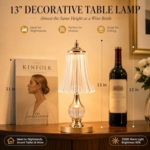 Gold Crystal Battery Operated Rechargeable Lamp Cordless, Skirt - color: Gold-Skirt