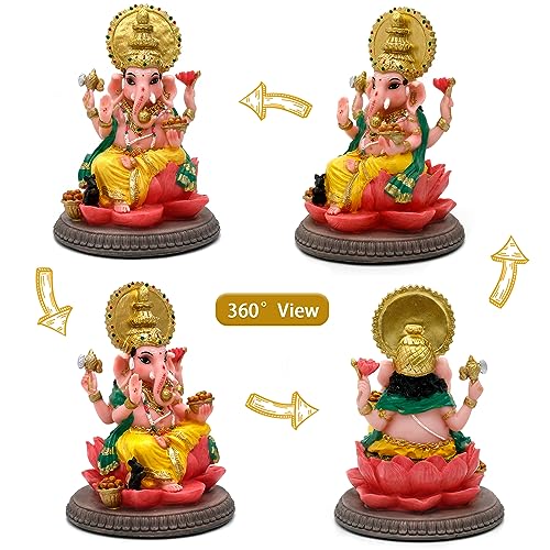 alikiki Hindu God Ganesha Idol Statue - 6.8" Hindu Murti Lord Ganesh Ganpati for Home Office Altar Mandir Temple Pooja Item Meditation Yoga Room Spiritual Decor Diwali Puja Gifts