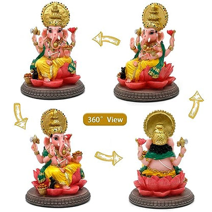 alikiki Hindu God Ganesha Idol Statue - 6.8" Hindu Murti Lord Ganesh Ganpati for Home Office Altar Mandir Temple Pooja Item Meditation Yoga Room Spiritual Decor Diwali Puja Gifts