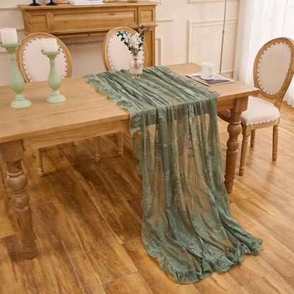 Sage Green Lace Tablecloth, Floral Rectangular Table Cloth 55”x40” - color: Green, size: 55" x 40" (Rectangular)