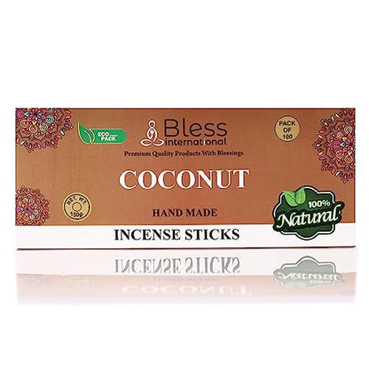Bless-Organic-Coconut 100%-Natural-Handmade-Incense-Sticks - color: Coconut, size: 100 Sticks (5.25 OZ/150 GM)