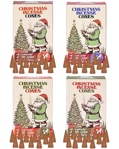 Christmas Scented Incense Cones - 4 Pack Box Set, 96 Cones Total
