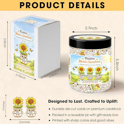 Positive Mom's Sunshine, Mothers Day Gifts from Daughter, 60 Positive Sunflower Affirmations Jar, Best Mom Ever, Birthday Gift for Mommy - style: Positive Mom's Sunshine