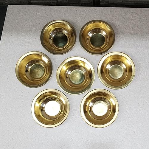 Set of 6 Brass Katori Prasad Bowls 2.75 Inch | Small Pooja Bowls for Temple, Prasadam, Bhog, Kitchen & Dining | Traditional Brass Serving Bowls for Festivals, Rituals, Gifting & Home Décor