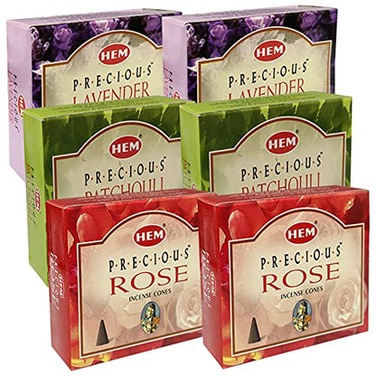 Lavender Patchouli Rose Incense Cones & Holder Bundle Variety Pack from Hem Trumiri Insense Insence - color: Lavender & Patchouli & Rose