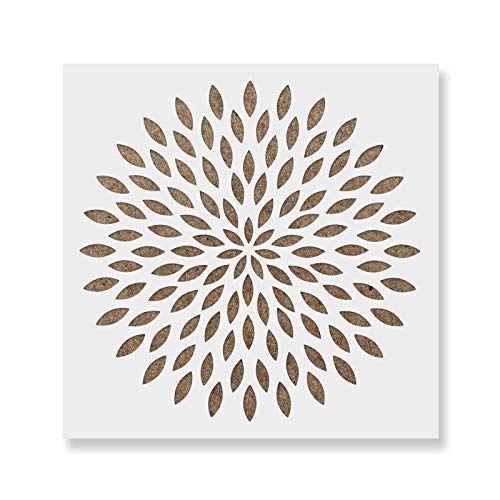 Dahlia Mandala Stencil - Large Stencils, Floor Stencil, Durable for Repeated Use in Art and Meditation Areas - size: 30"x30"