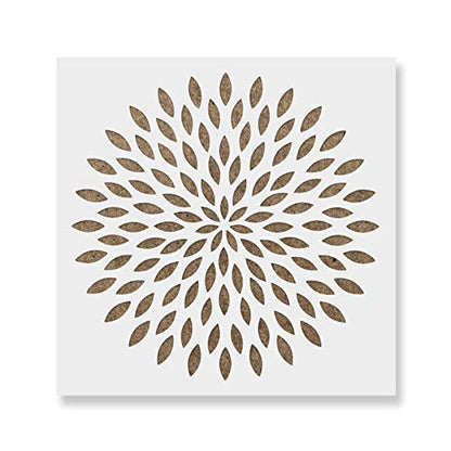 Dahlia Mandala Stencil - Large Stencils, Floor Stencil, Durable for Repeated Use in Art and Meditation Areas - size: 30"x30"