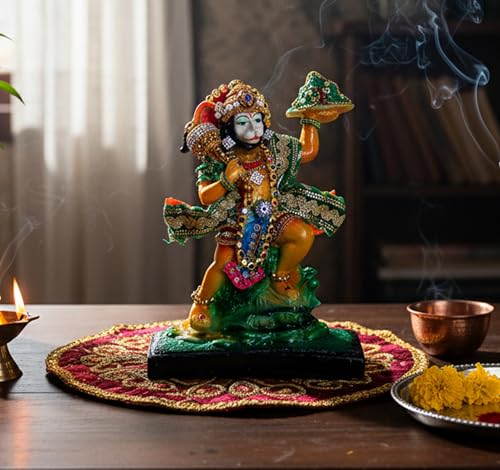 eSplanade Resin Hanuman Anjaneya Pavan Putra Idol Murti Moorti Statue (8.5 x 6.5 Inches)