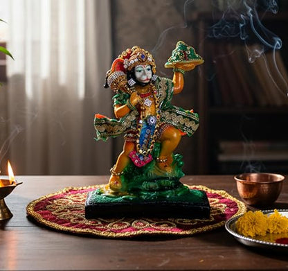 eSplanade Resin Hanuman Anjaneya Pavan Putra Idol Murti Moorti Statue (8.5 x 6.5 Inches)