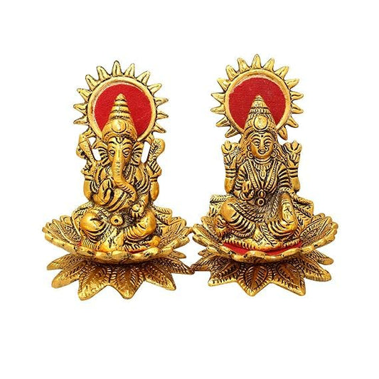 Laxmi Ganesh Statue Indian Lord Ganesha Laxmi Murti for Puja Home Temple Mandir Decorations Pooja Gift/Ganpati Lakshmi Sculptures Showpiece Indian Traditional Festival Decorations(Size:-4"X3") - size: 4 Inches X 3 Inches