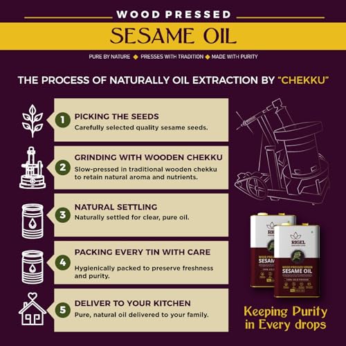 Rigel Spices | Naturally Milled Cold Pressed Sesame Oil in a Eco-Friendly Tin 169 fl oz(5L Tin) | No Preservatives - size: 169 Fl Oz (Pack of 1)