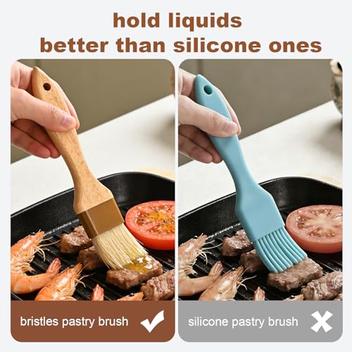 4 pcs Pastry Brush, Natural Bristle Basting Brush for Cooking and Baking, Premium BBQ Brushes for Butter, Oil, Egg, Sauce, Turkey, Marinade and Kitchen Food by SFIUYLB - color: 1inch & 1.5inches -- 4PCS